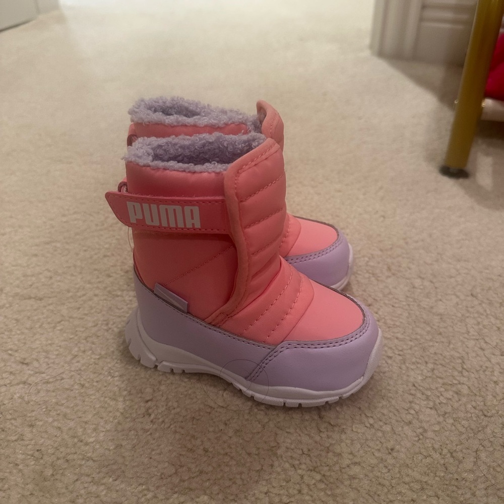 Puma Kids Pink and Lavender Snow Boots